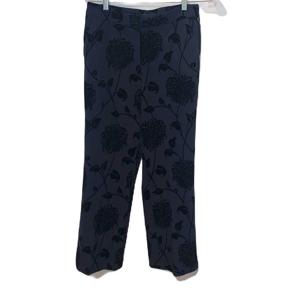 Willi Smith Floral Flocked Black Slacks Size 6